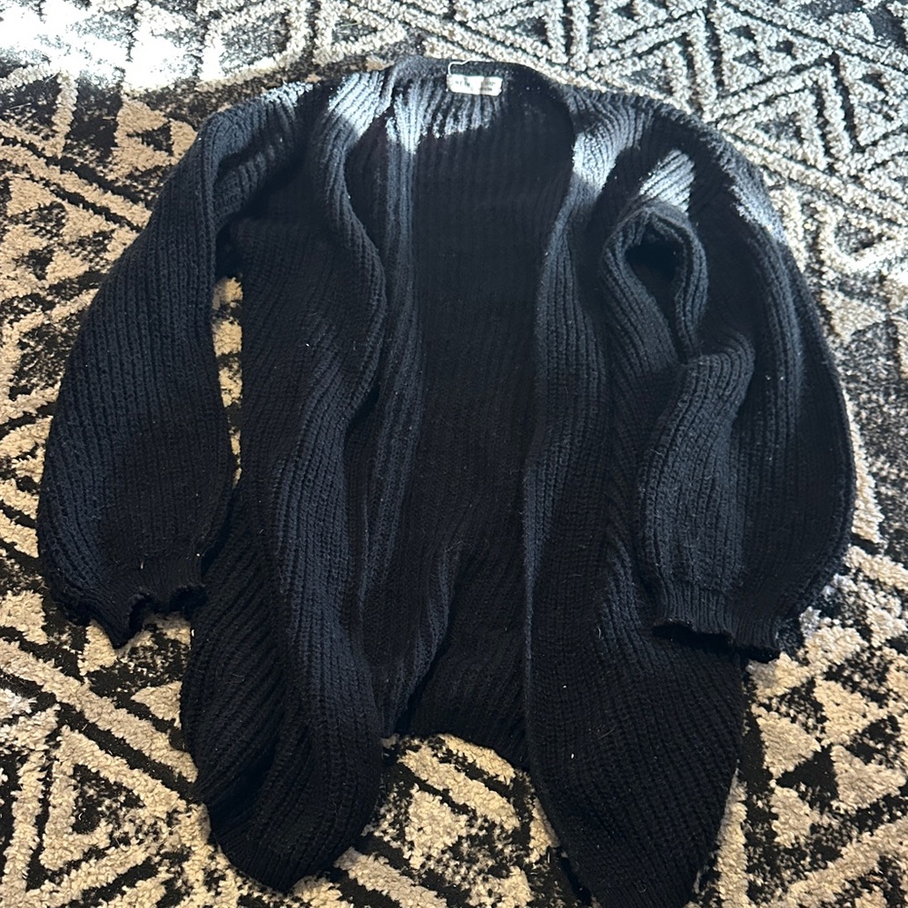SHEIN Black Knit Open Cardigan